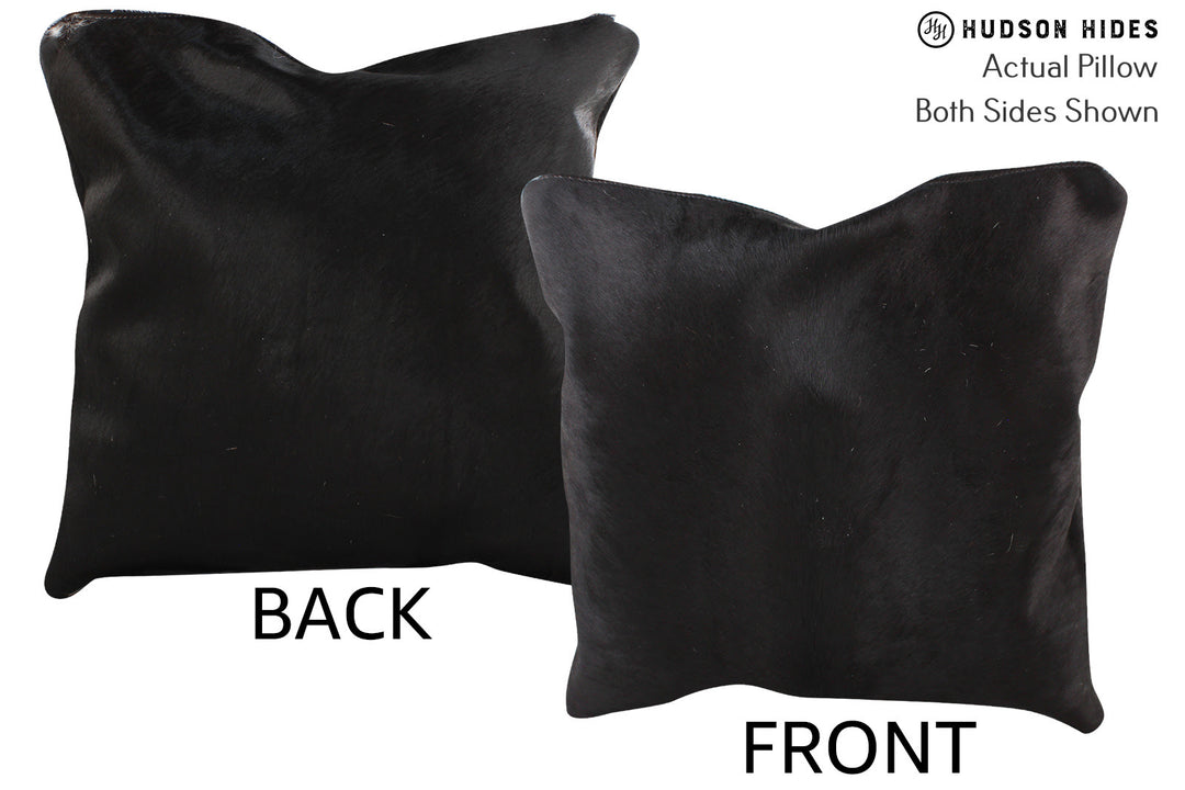Solid Black Pillow 16"x16"#74665 by Hudson Hides