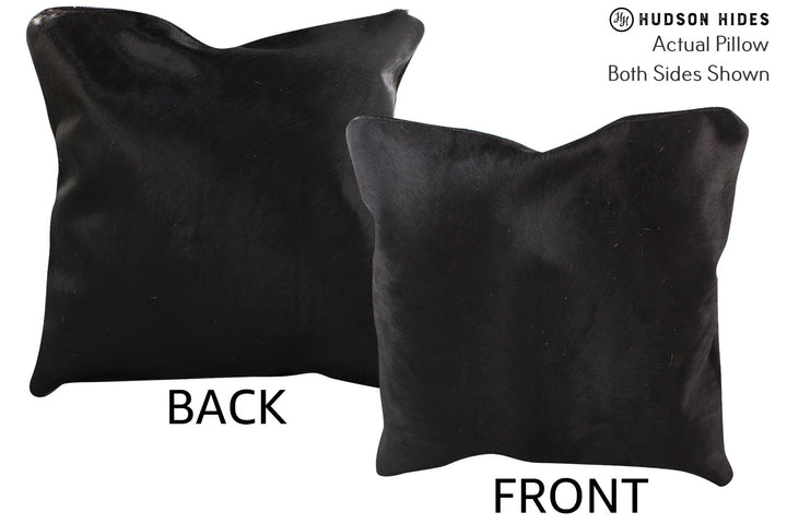 Solid Black 16"x16" Brazilian Cowhide Pillow #74665 by Hudson Hides