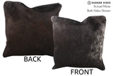 Solid Black 16"x16" Brazilian Cowhide Pillow #74673 by Hudson Hides