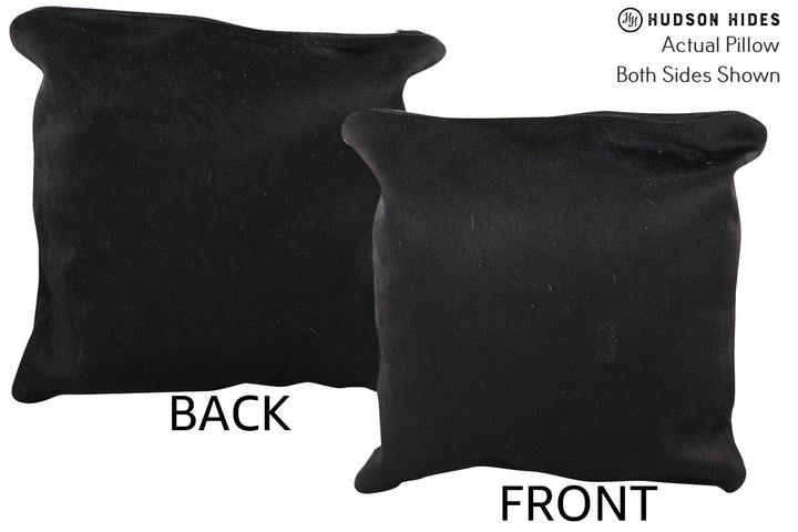 Solid Black 16"x16" Brazilian Cowhide Pillow #74677 by Hudson Hides