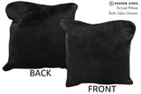 Solid Black 16"x16" Brazilian Cowhide Pillow #74679 by Hudson Hides