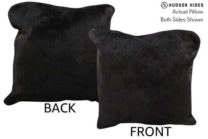 Solid Black 16"x16" Brazilian Cowhide Pillow #74679 by Hudson Hides