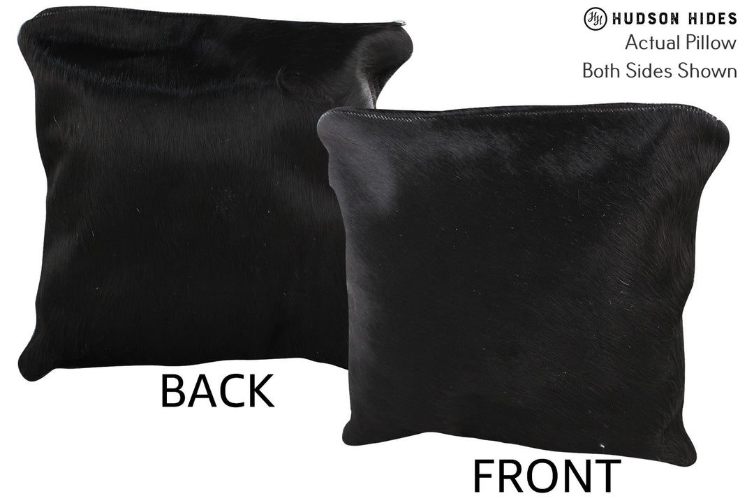 Solid Black Pillow 16"x16"#74684 by Hudson Hides