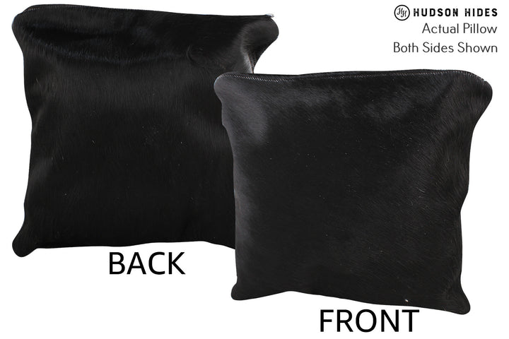 Solid Black 16"x16" Brazilian Cowhide Pillow #74684 by Hudson Hides