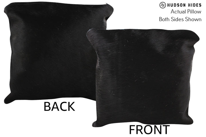 Solid Black 16"x16" Brazilian Cowhide Pillow #74686 by Hudson Hides