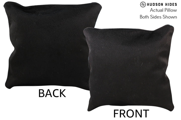 Solid Black 16"x16" Brazilian Cowhide Pillow #74699 by Hudson Hides