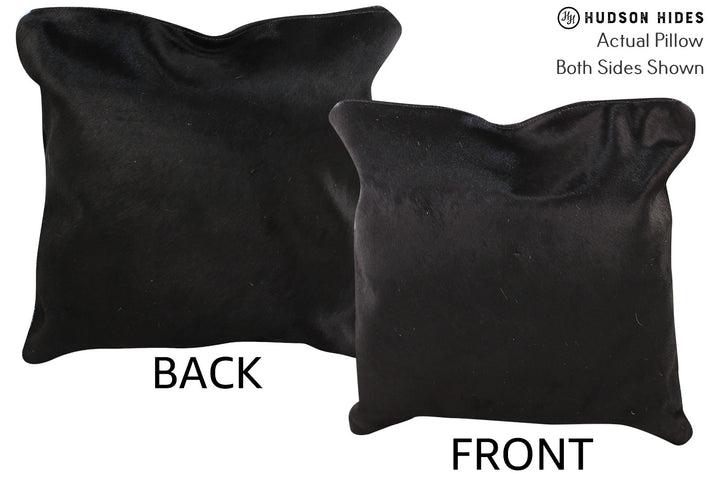 Solid Black 16"x16" Brazilian Cowhide Pillow #74703 by Hudson Hides