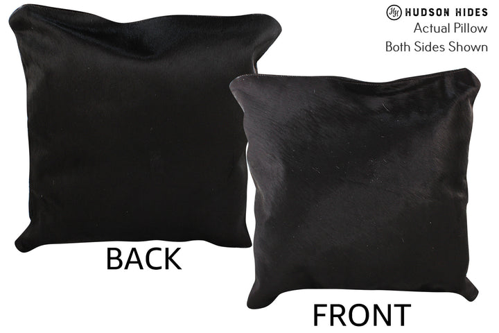 Solid Black 16"x16" Brazilian Cowhide Pillow #74707 by Hudson Hides