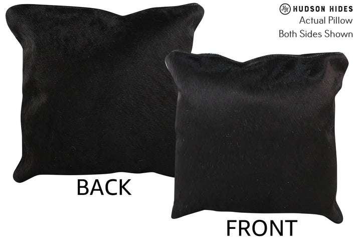 Solid Black 16"x16" Brazilian Cowhide Pillow #74712 by Hudson Hides