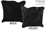 Solid Black 16"x16" Brazilian Cowhide Pillow #74719 by Hudson Hides