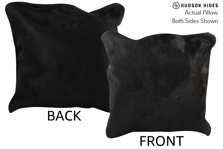 Solid Black 16"x16" Brazilian Cowhide Pillow #74719 by Hudson Hides