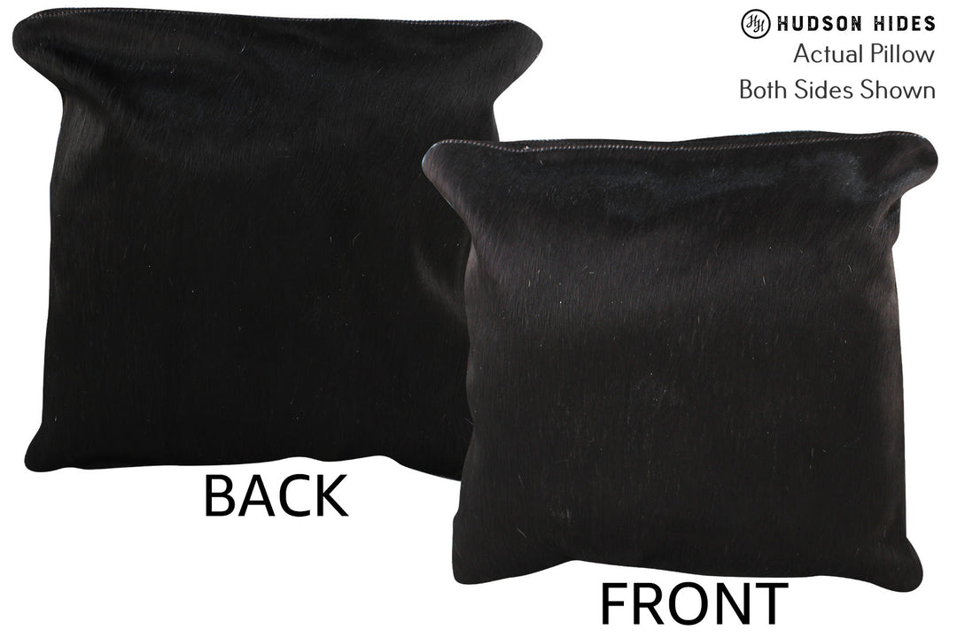 Solid Black Pillow 16"x16"#74724 by Hudson Hides