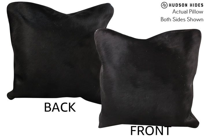 Solid Black 16"x16" Brazilian Cowhide Pillow #74728 by Hudson Hides
