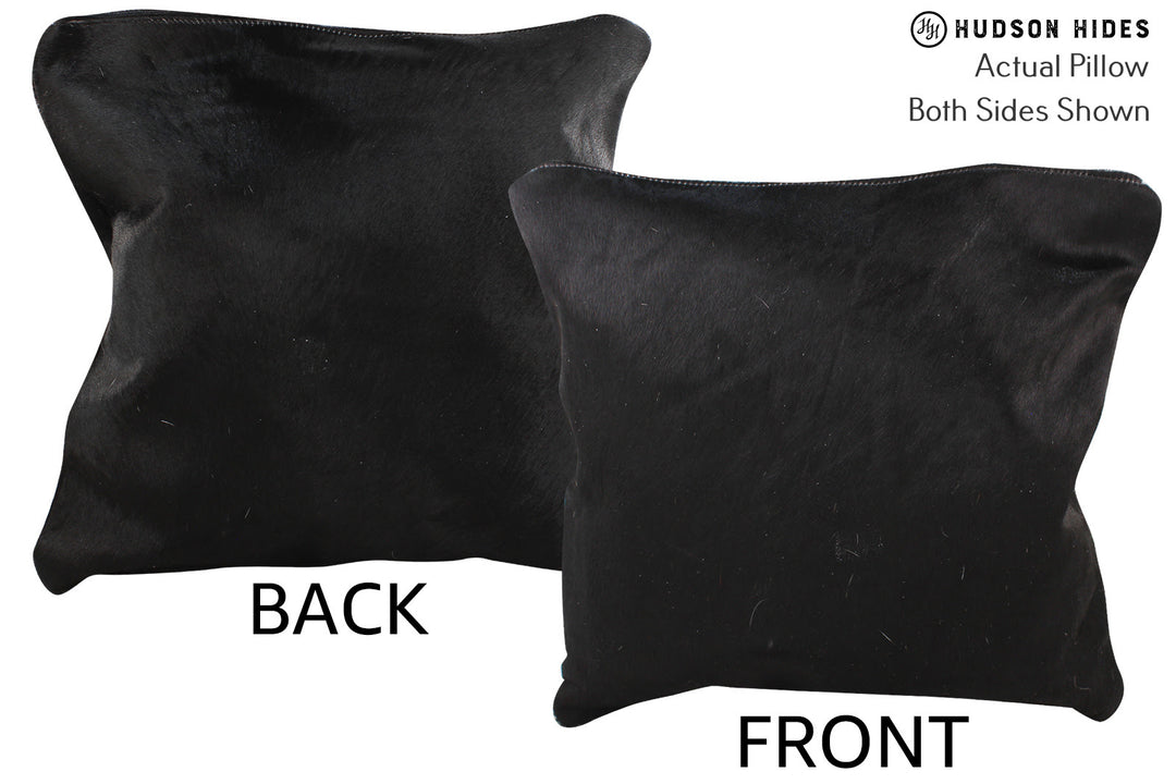 Solid Black Pillow 16"x16"#74732 by Hudson Hides