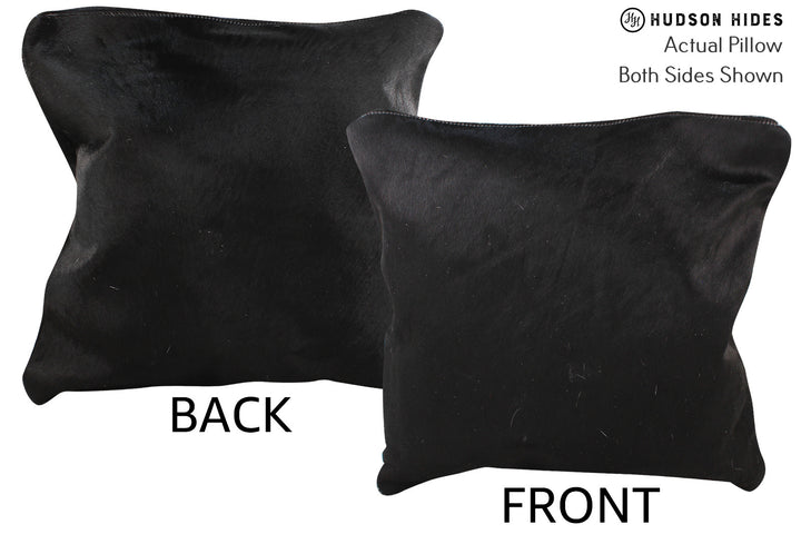 Solid Black 16"x16" Brazilian Cowhide Pillow #74732 by Hudson Hides