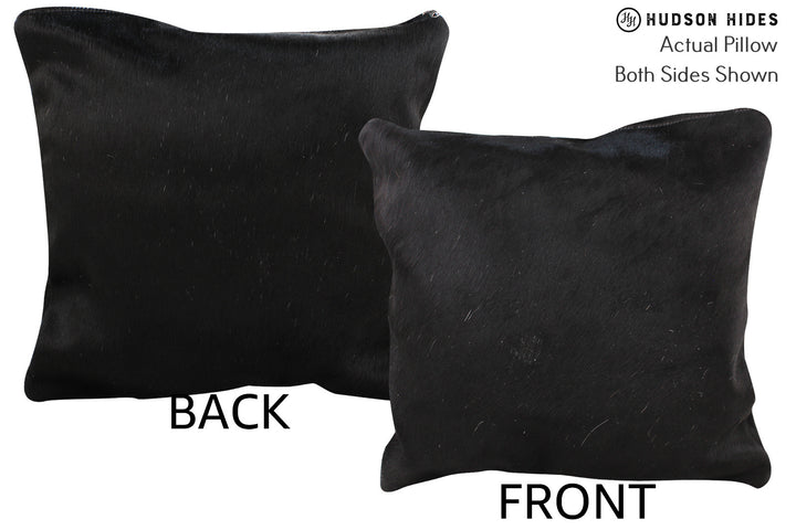Solid Black 16"x16" Brazilian Cowhide Pillow #74736 by Hudson Hides