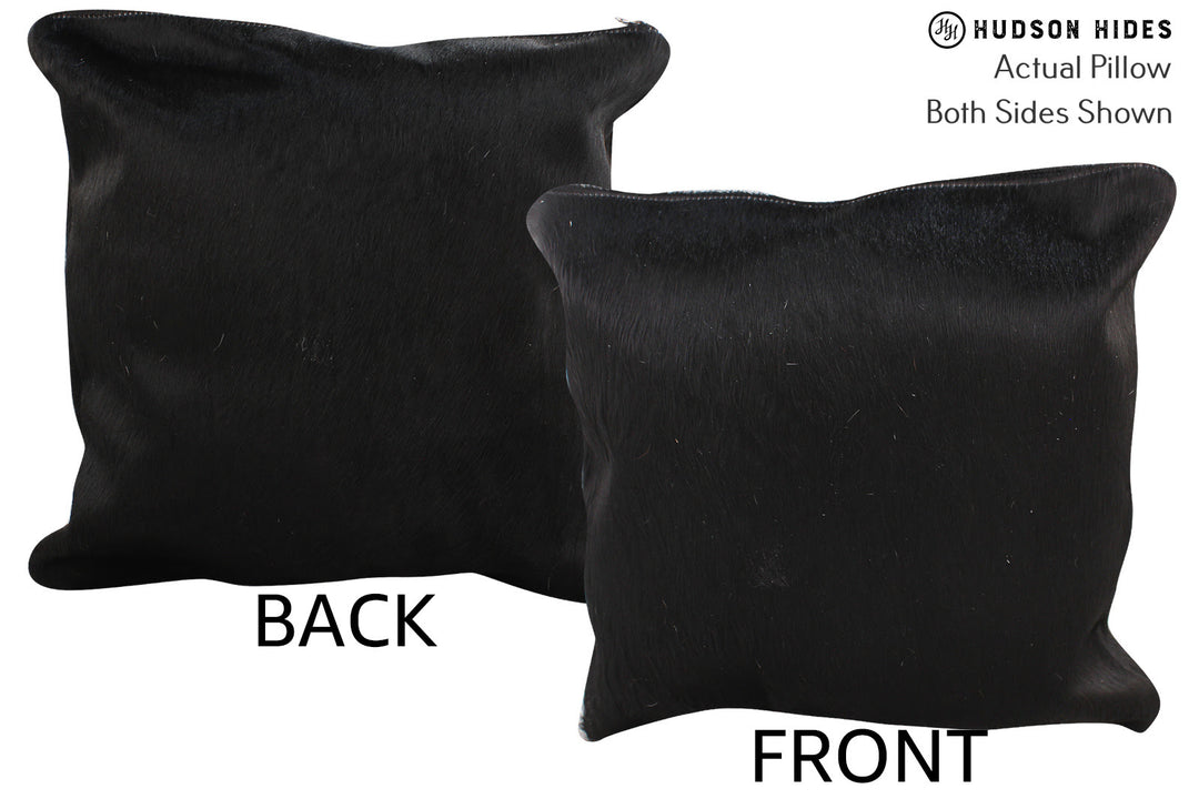 Solid Black Pillow 16"x16"#74739 by Hudson Hides