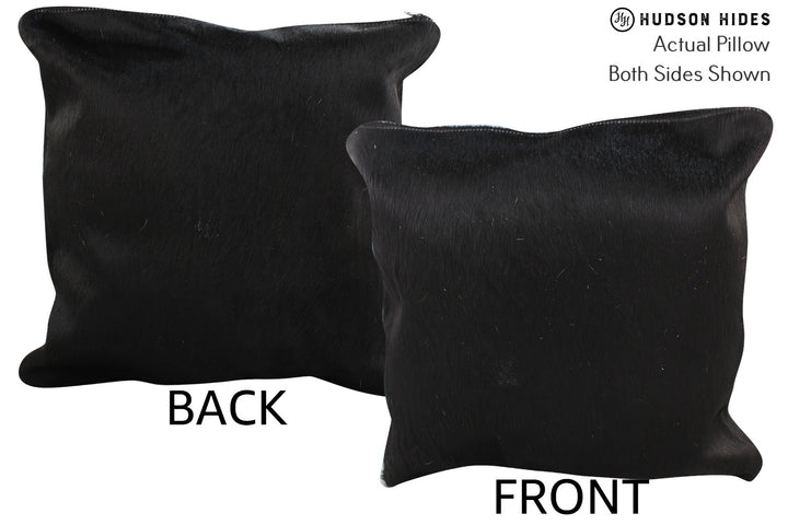 Solid Black 16"x16" Brazilian Cowhide Pillow #74739 by Hudson Hides