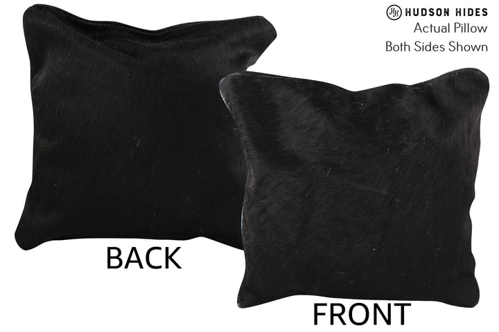 Solid Black 16"x16" Brazilian Cowhide Pillow #74751 by Hudson Hides