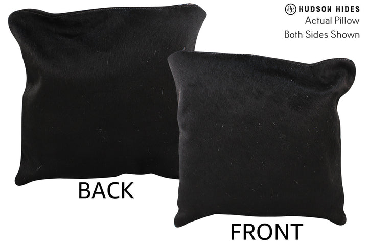 Solid Black 16"x16" Brazilian Cowhide Pillow #74756 by Hudson Hides