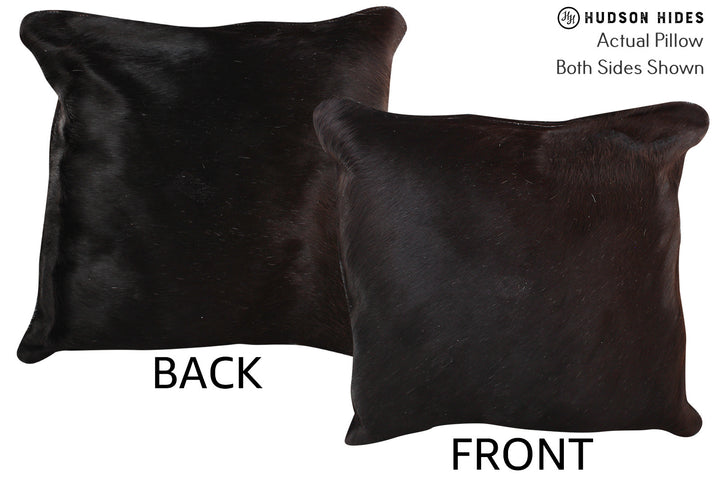 Solid Black 16"x16" Brazilian Cowhide Pillow #74815 by Hudson Hides