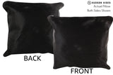 Solid Black 16"x16" Brazilian Cowhide Pillow #74818 by Hudson Hides