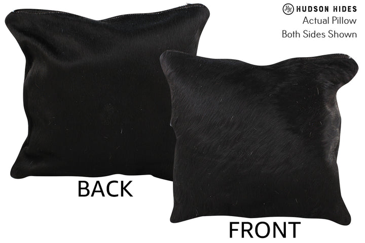 Solid Black 16"x16" Brazilian Cowhide Pillow #74825 by Hudson Hides