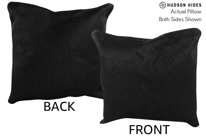 Solid Black 16"x16" Brazilian Cowhide Pillow #74837 by Hudson Hides