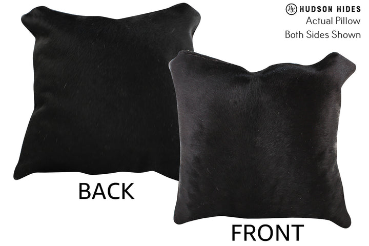 Solid Black 16"x16" Brazilian Cowhide Pillow #74846 by Hudson Hides