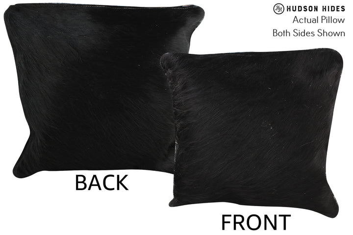 Solid Black 16"x16" Brazilian Cowhide Pillow #74859 by Hudson Hides
