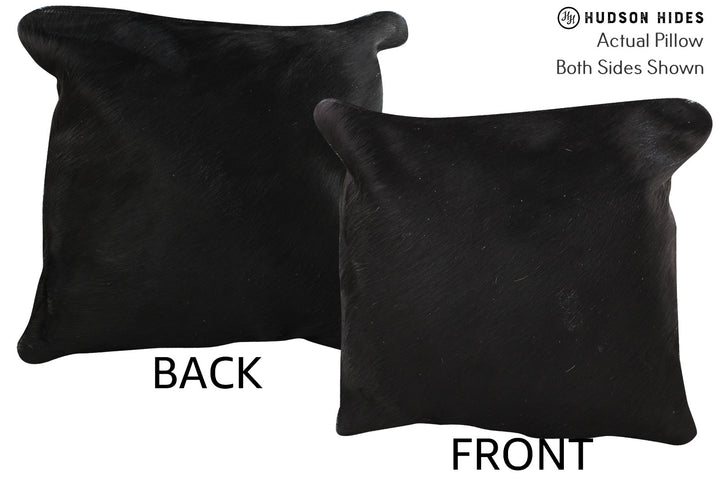 Solid Black 16"x16" Brazilian Cowhide Pillow #74864 by Hudson Hides