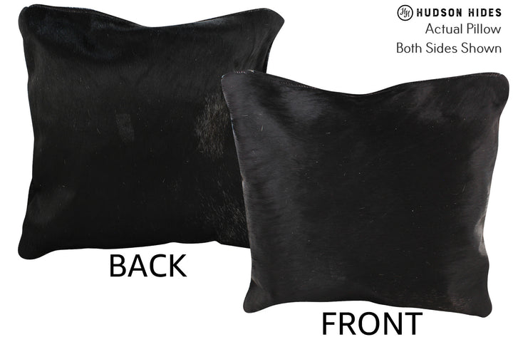 Solid Black 16"x16" Brazilian Cowhide Pillow #74874 by Hudson Hides