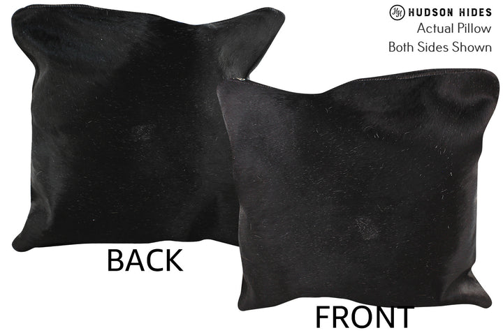 Solid Black 16"x16" Brazilian Cowhide Pillow #74877 by Hudson Hides