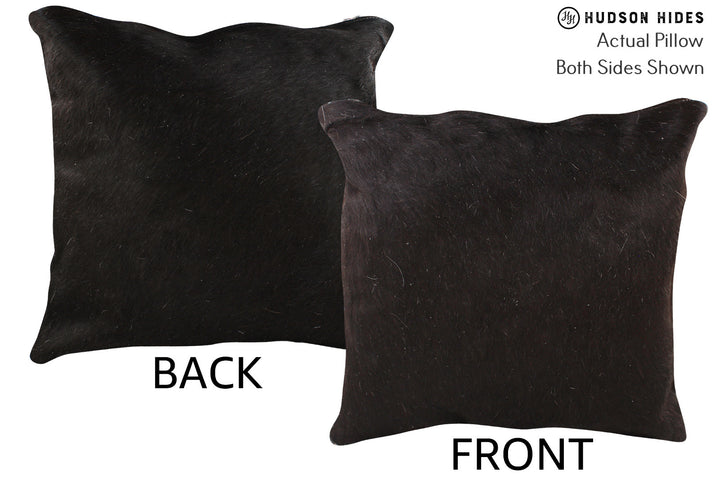 Solid Black 16"x16" Brazilian Cowhide Pillow #74888 by Hudson Hides