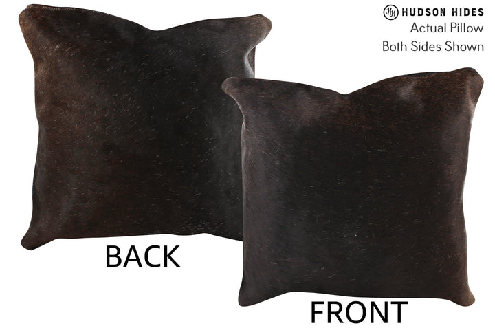 Solid Black 16"x16" Brazilian Cowhide Pillow #74891 by Hudson Hides