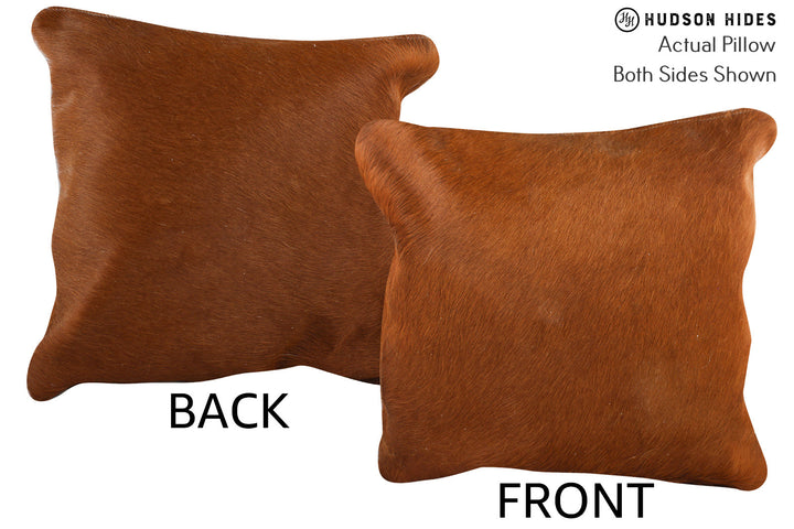 Solid Brown 16"x16" Brazilian Cowhide Pillow #74897 by Hudson Hides