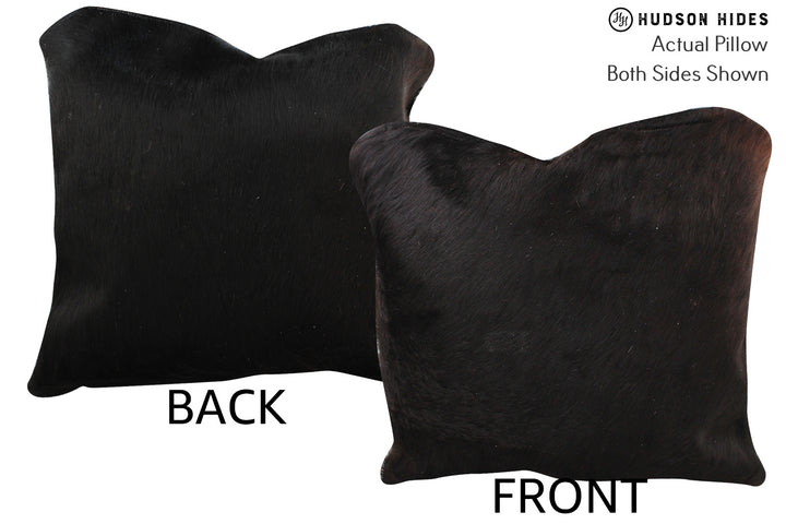 Solid Black 16"x16" Brazilian Cowhide Pillow #74902 by Hudson Hides