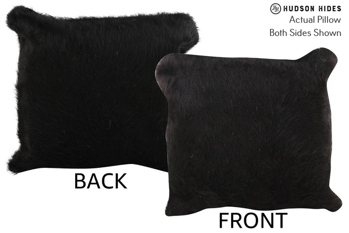Solid Black 16"x16" Brazilian Cowhide Pillow #74906 by Hudson Hides