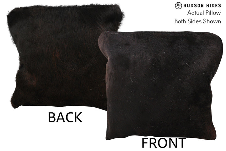 Solid Black 16"x16" Brazilian Cowhide Pillow #74916 by Hudson Hides