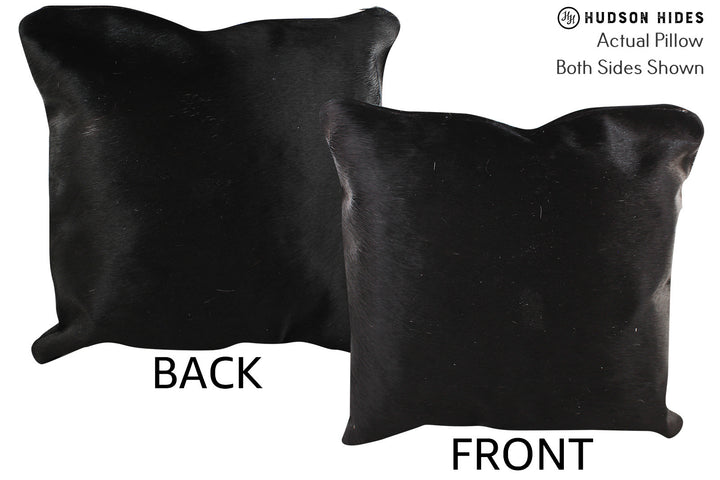 Solid Black 16"x16" Brazilian Cowhide Pillow #74920 by Hudson Hides