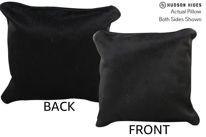 Solid Black 16"x16" Brazilian Cowhide Pillow #74949 by Hudson Hides