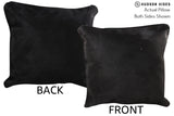 Solid Black 16"x16" Brazilian Cowhide Pillow #74953 by Hudson Hides