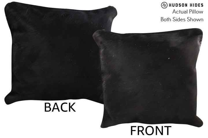 Solid Black 16"x16" Brazilian Cowhide Pillow #74953 by Hudson Hides