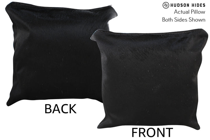 Solid Black 16"x16" Brazilian Cowhide Pillow #74956 by Hudson Hides