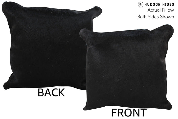 Solid Black 16"x16" Brazilian Cowhide Pillow #74960 by Hudson Hides