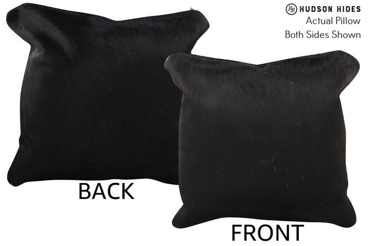 Solid Black 16"x16" Brazilian Cowhide Pillow #74970 by Hudson Hides