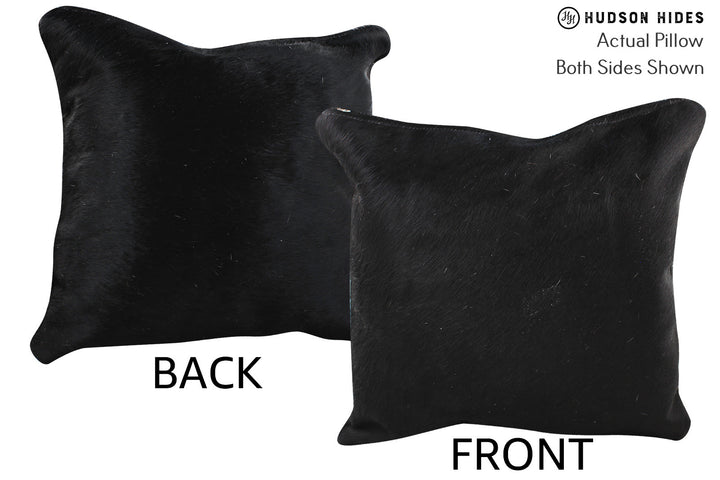 Solid Black 16"x16" Brazilian Cowhide Pillow #74981 by Hudson Hides