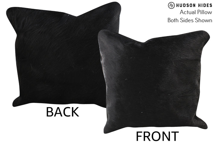 Solid Black 16"x16" Brazilian Cowhide Pillow #74996 by Hudson Hides