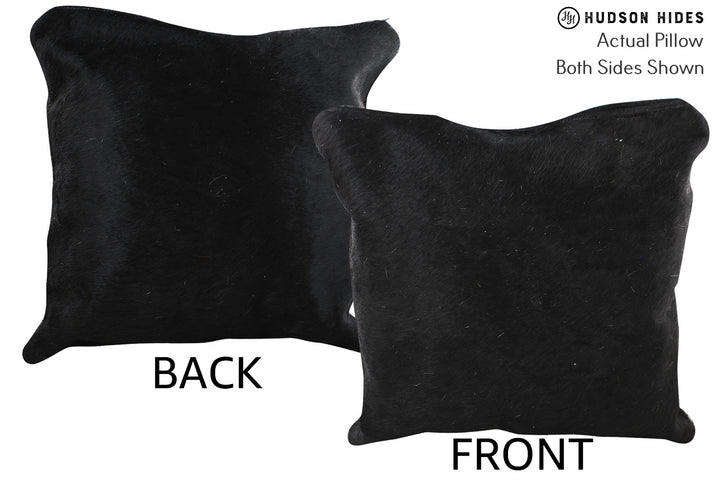 Solid Black 16"x16" Brazilian Cowhide Pillow #74999 by Hudson Hides