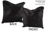 Solid Black 16"x16" Brazilian Cowhide Pillow #75022 by Hudson Hides